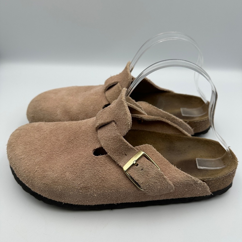 Birkenstock Boston Suede Clog W10 M8 Light Rose Pink Buckle Slip On Mules 41 - Picture 13 of 13